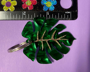 Laser Cut Acrylic Monstera Leaf Keychain
